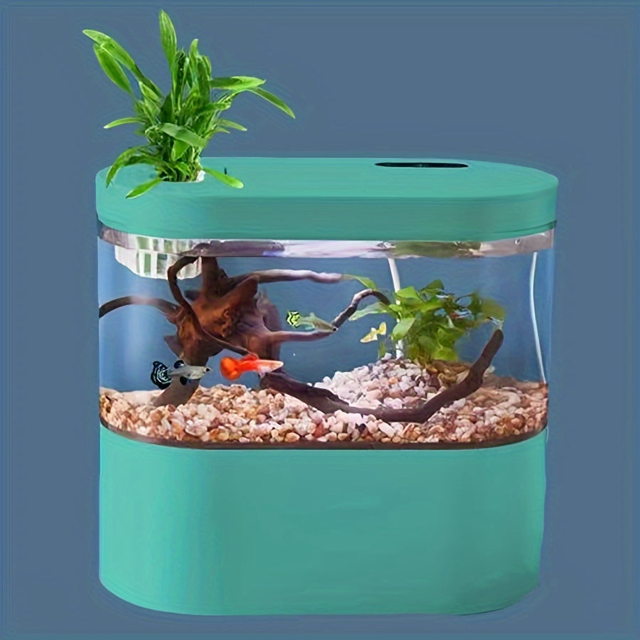 LED Smart Aquarium Kit – USB Rechargeable Fish Tank with Self-Cleaning Technology