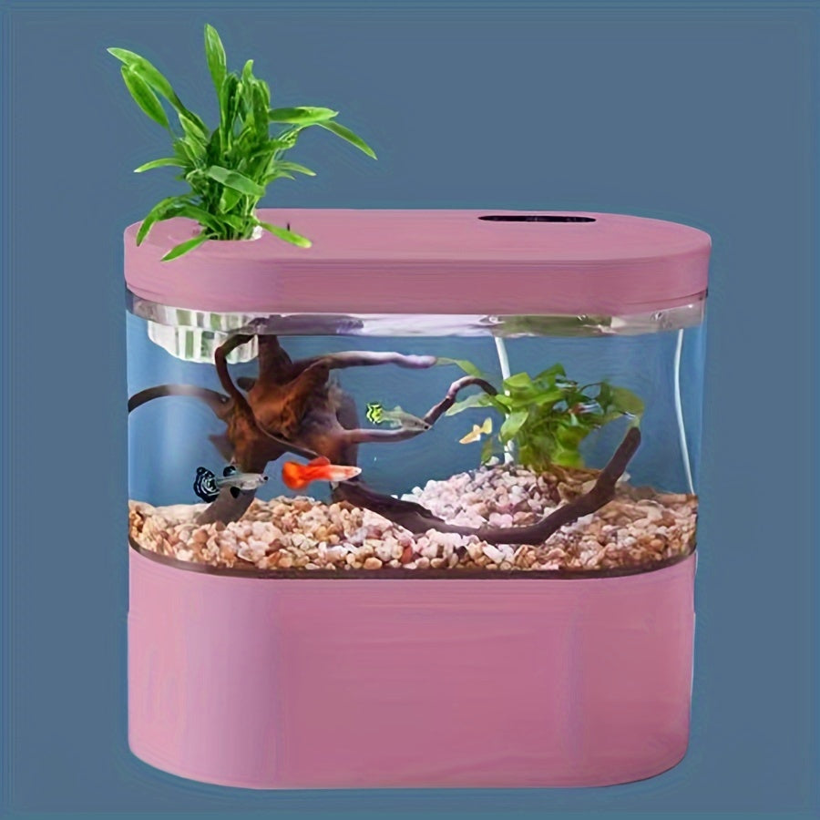 LED Smart Aquarium Kit – USB Rechargeable Fish Tank with Self-Cleaning Technology