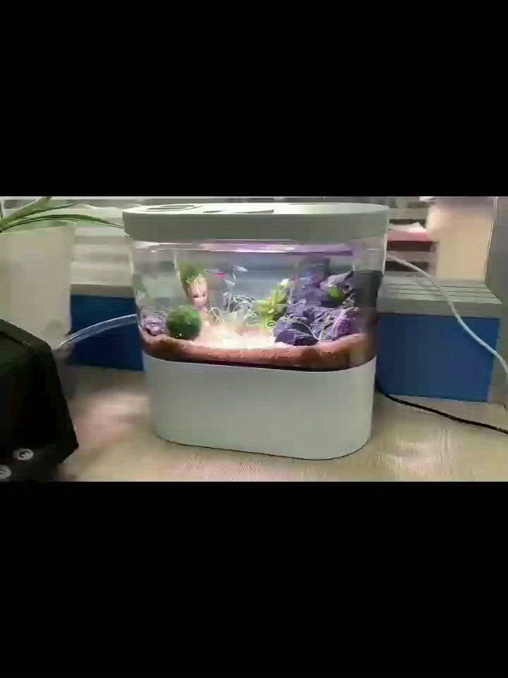 LED Smart Aquarium Kit – USB Rechargeable Fish Tank with Self-Cleaning Technology