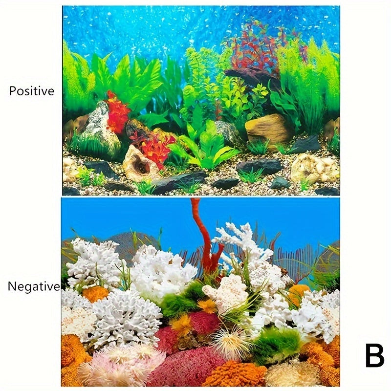 Double-Sided Fish Tank Background Paper – Decorative Aquarium Wallpaper, 1pc