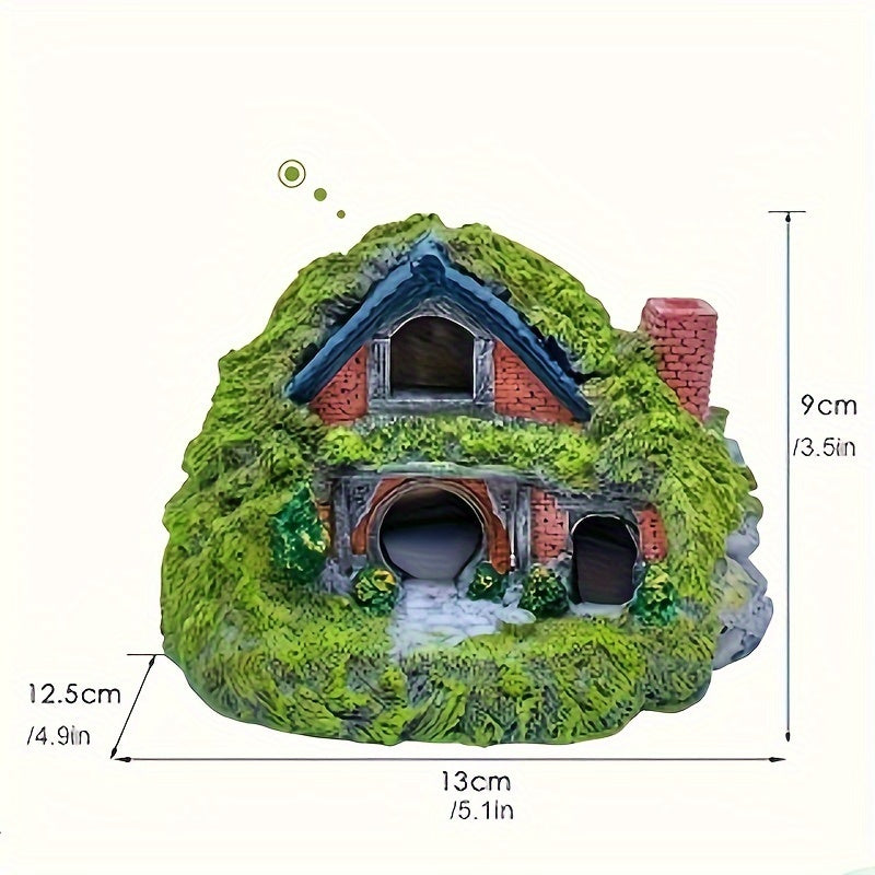 Large Double-Layer Aquarium Cabin – Fish & Reptile Hiding Caves with Water Plants