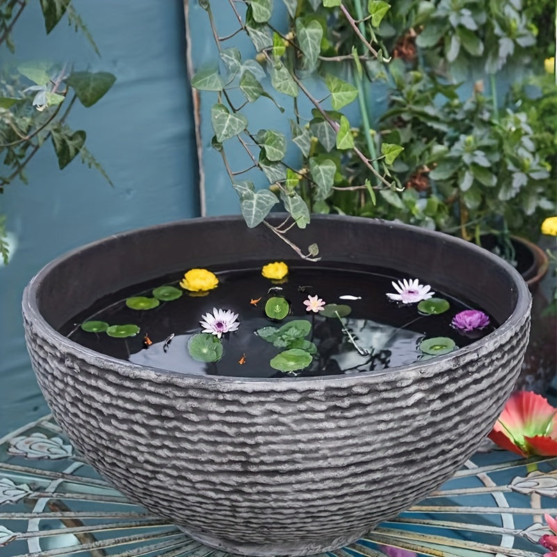 Ancient Bowl-Shaped Mini Desktop Aquarium – Durable Imitation Stone Fish Tank, 1pc