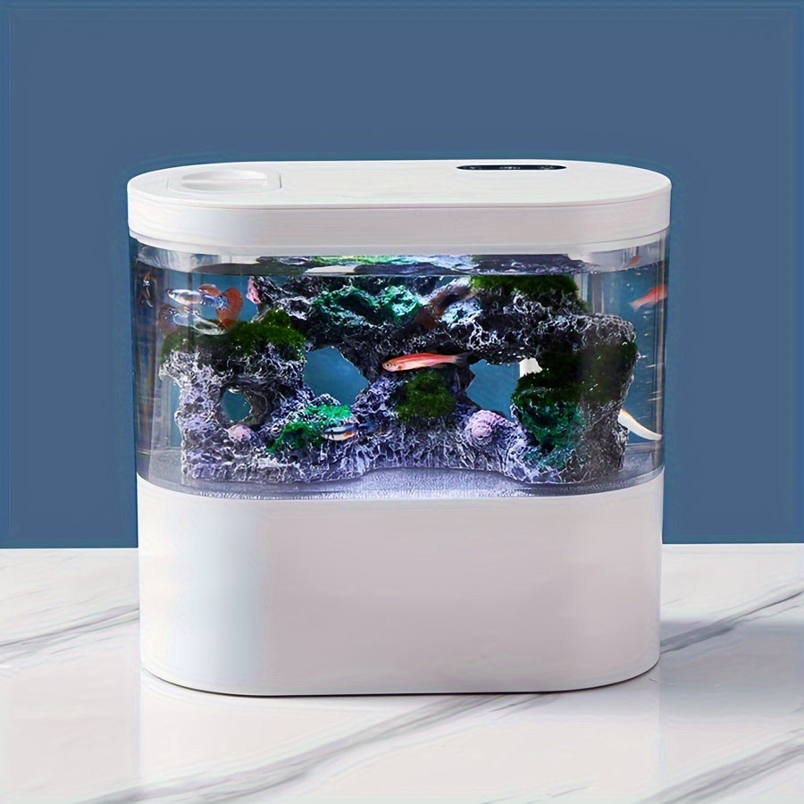 LED Smart Aquarium Kit – USB Rechargeable Fish Tank with Self-Cleaning Technology