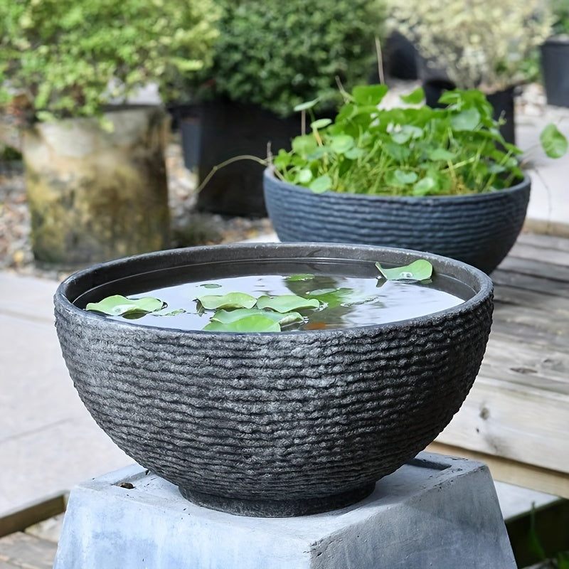 Ancient Bowl-Shaped Mini Desktop Aquarium – Durable Imitation Stone Fish Tank, 1pc
