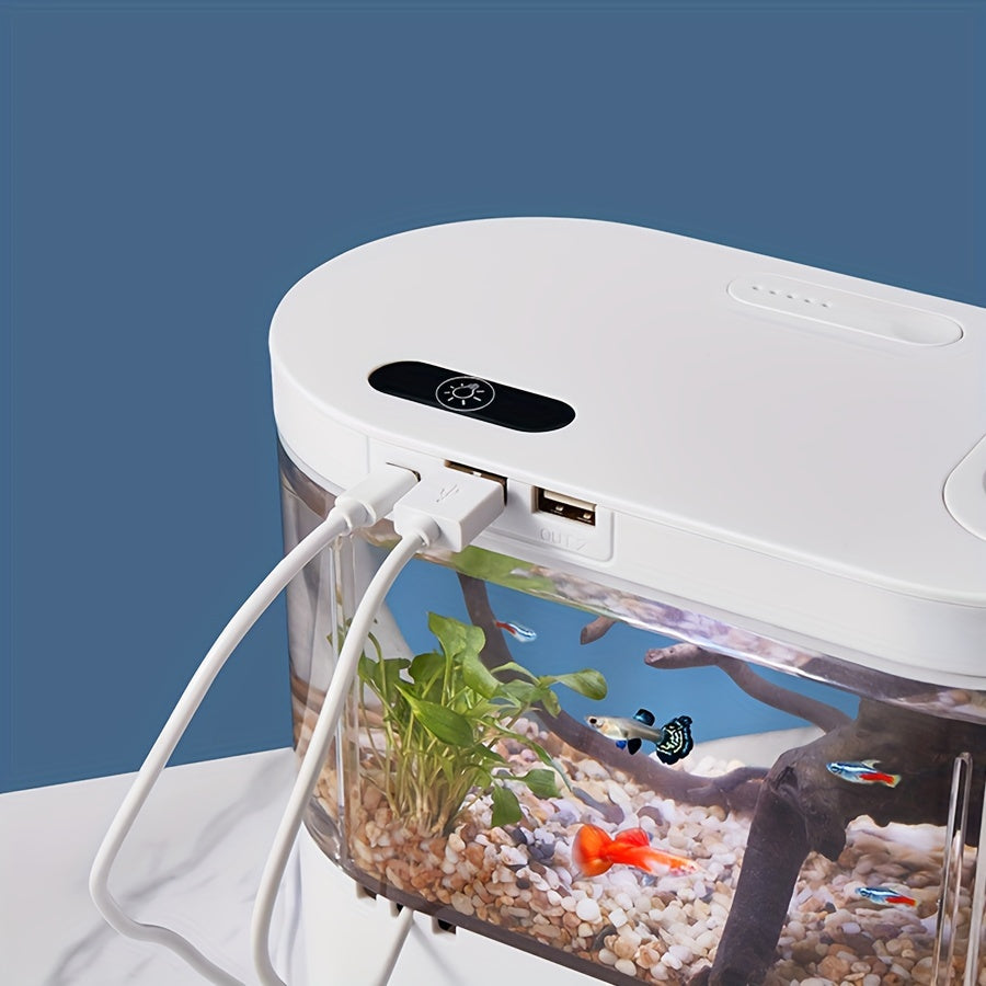 LED Smart Aquarium Kit – USB Rechargeable Fish Tank with Self-Cleaning Technology