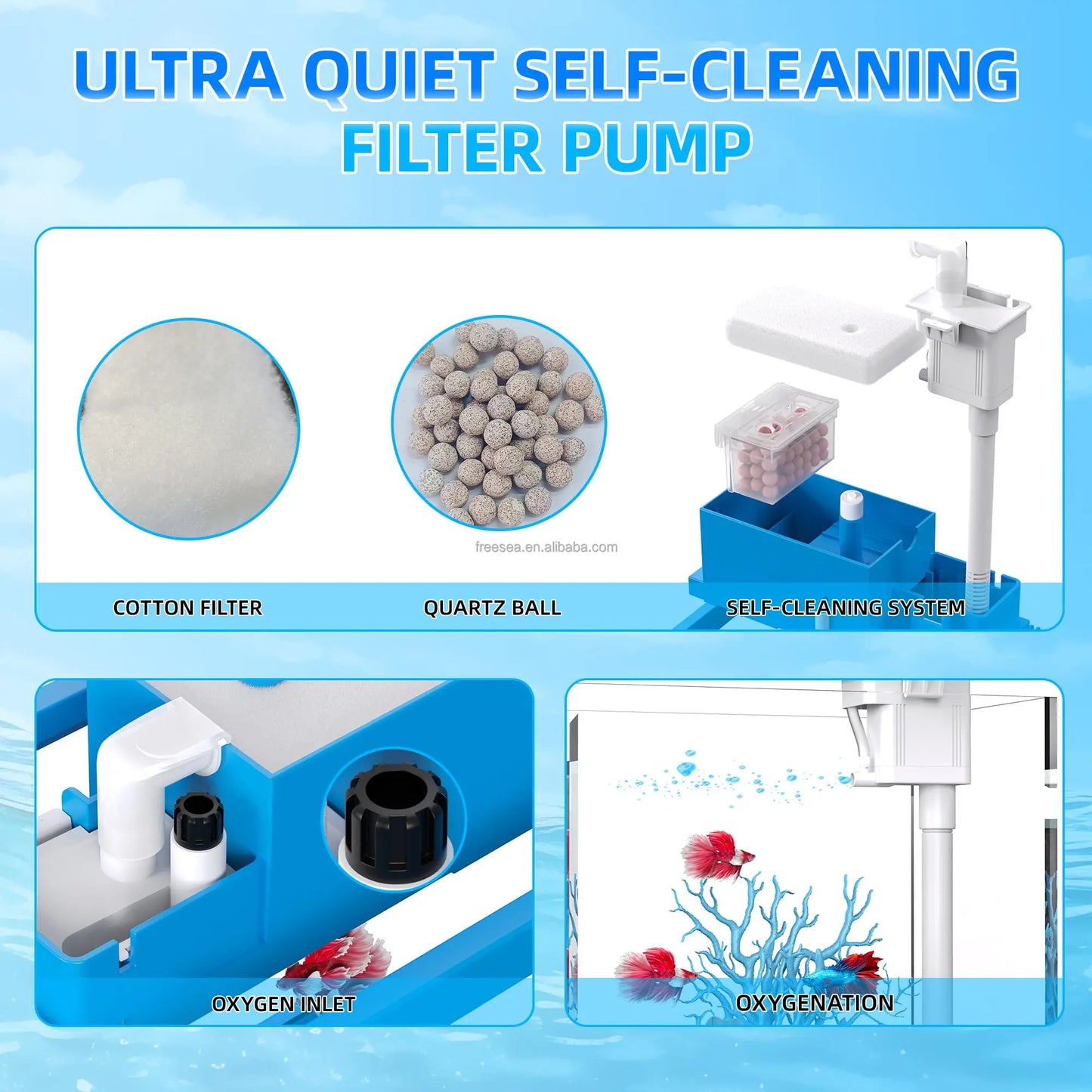 Ultra-White Glass Goldfish Tank – Small Desktop Aquarium with Lamp & Filter Pump