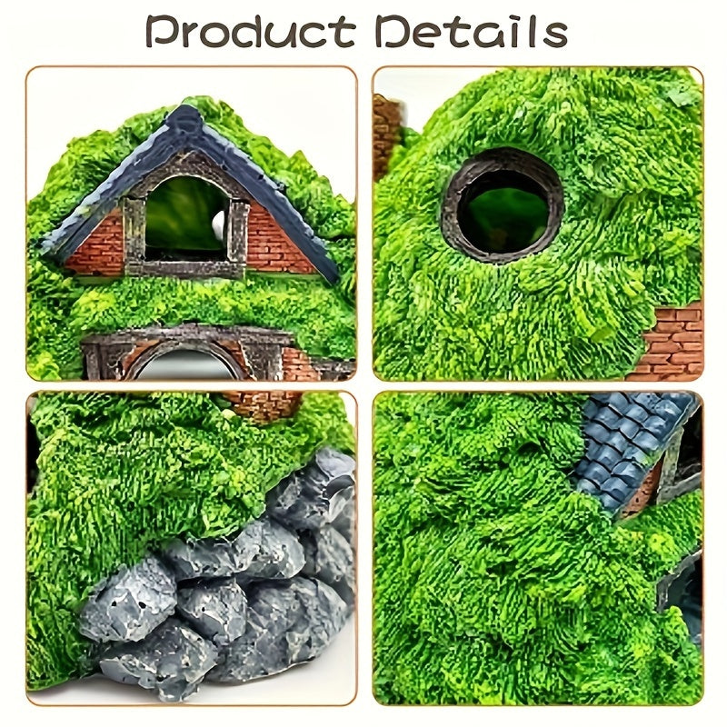 Large Double-Layer Aquarium Cabin – Fish & Reptile Hiding Caves with Water Plants