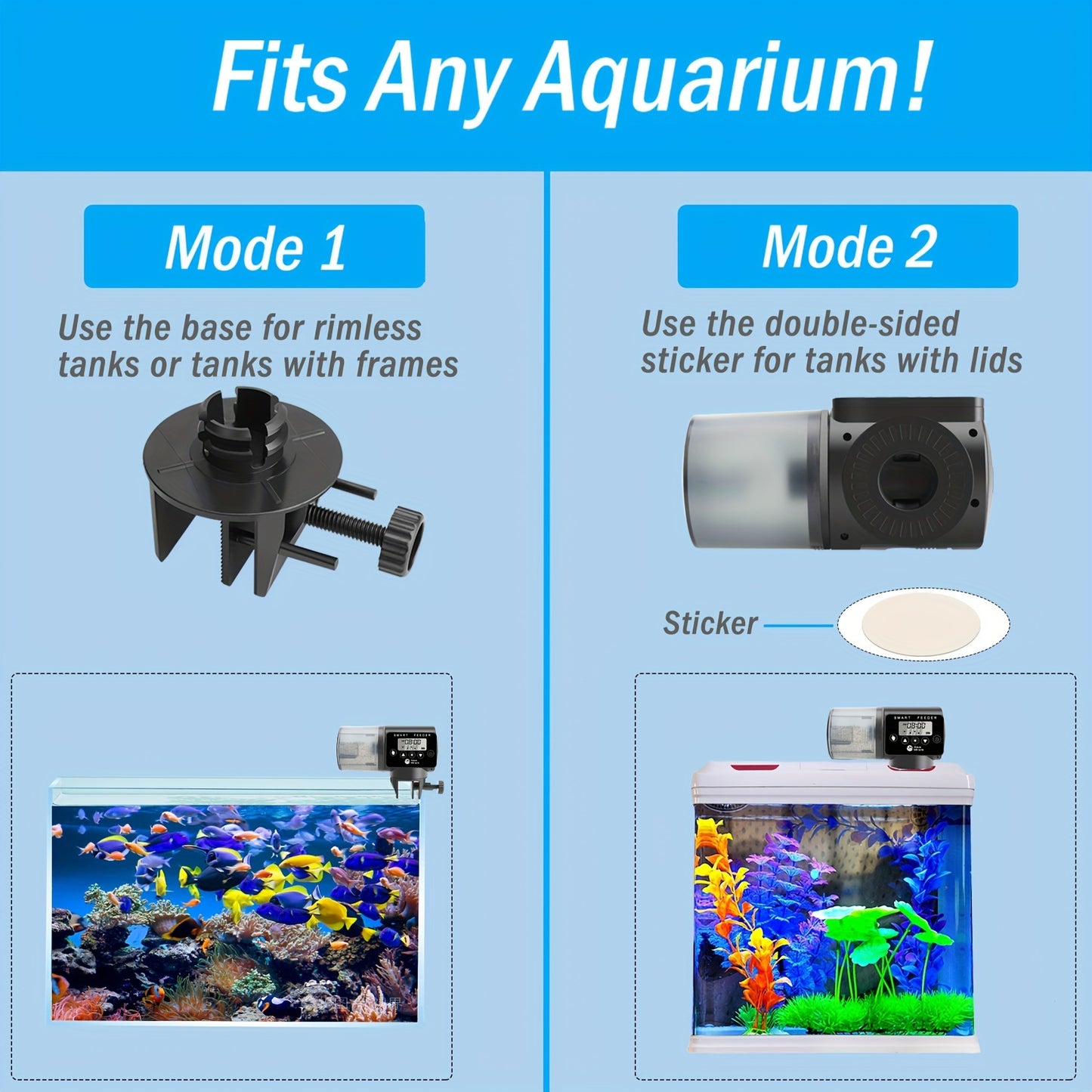 AquaMiracle Adjustable Digital Automatic Fish Feeder – Timer for Granules, Flakes & Pellets
