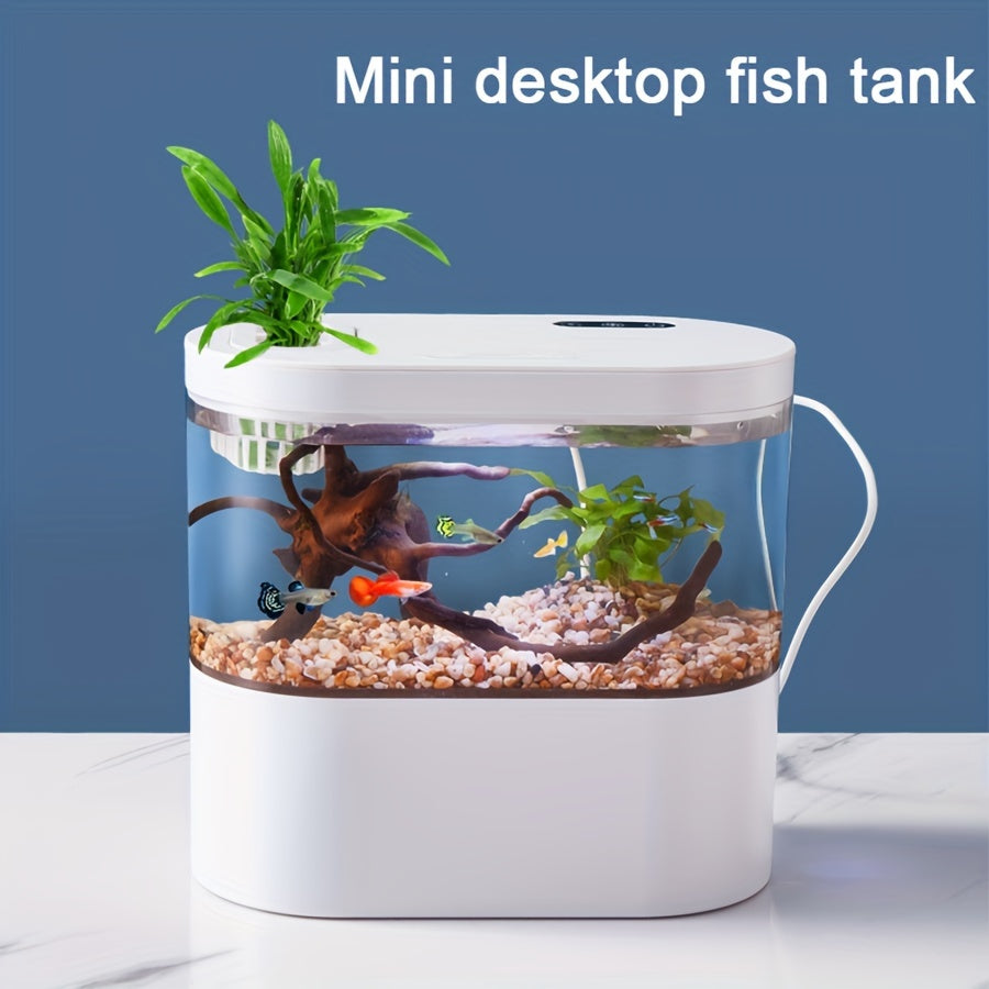 LED Smart Aquarium Kit – USB Rechargeable Fish Tank with Self-Cleaning Technology