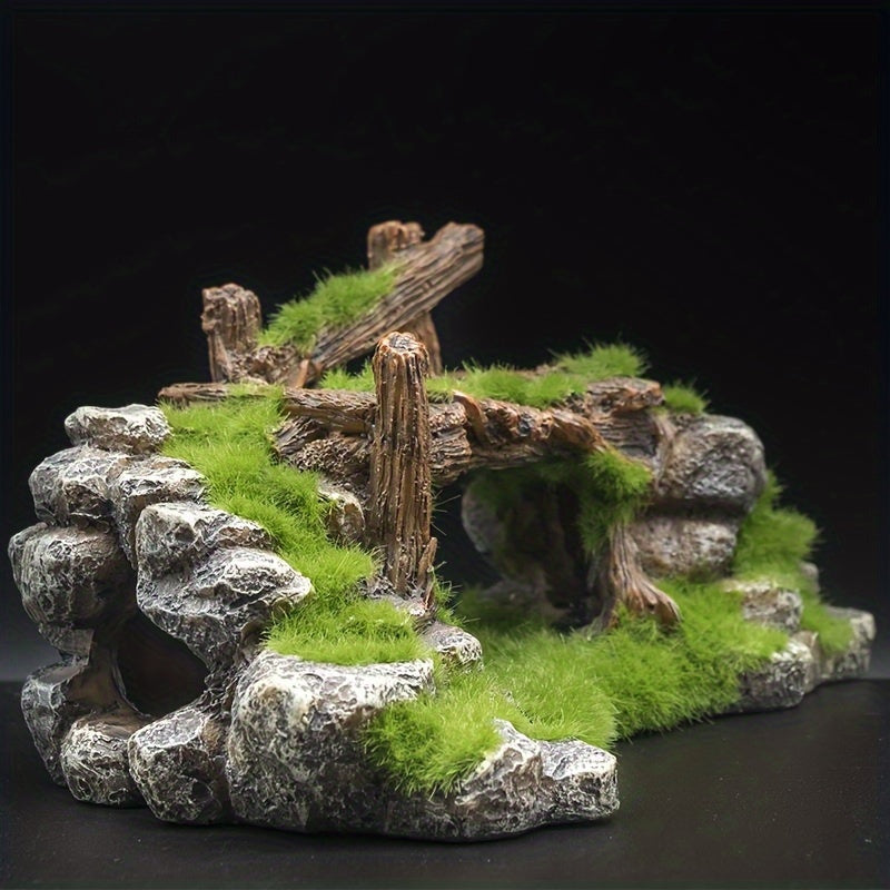 Resin Moss Rockery – Fish Tank Ornament & Aquarium Landscaping Decoration