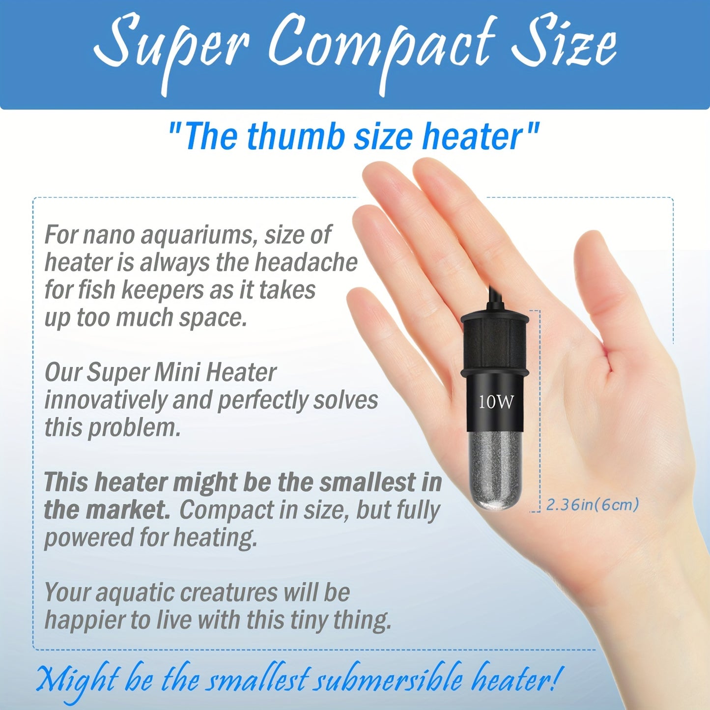AquaMiracle Mini Aquarium Heater – 10/20/30W Submersible Thermostat with Digital Display for Small Tanks
