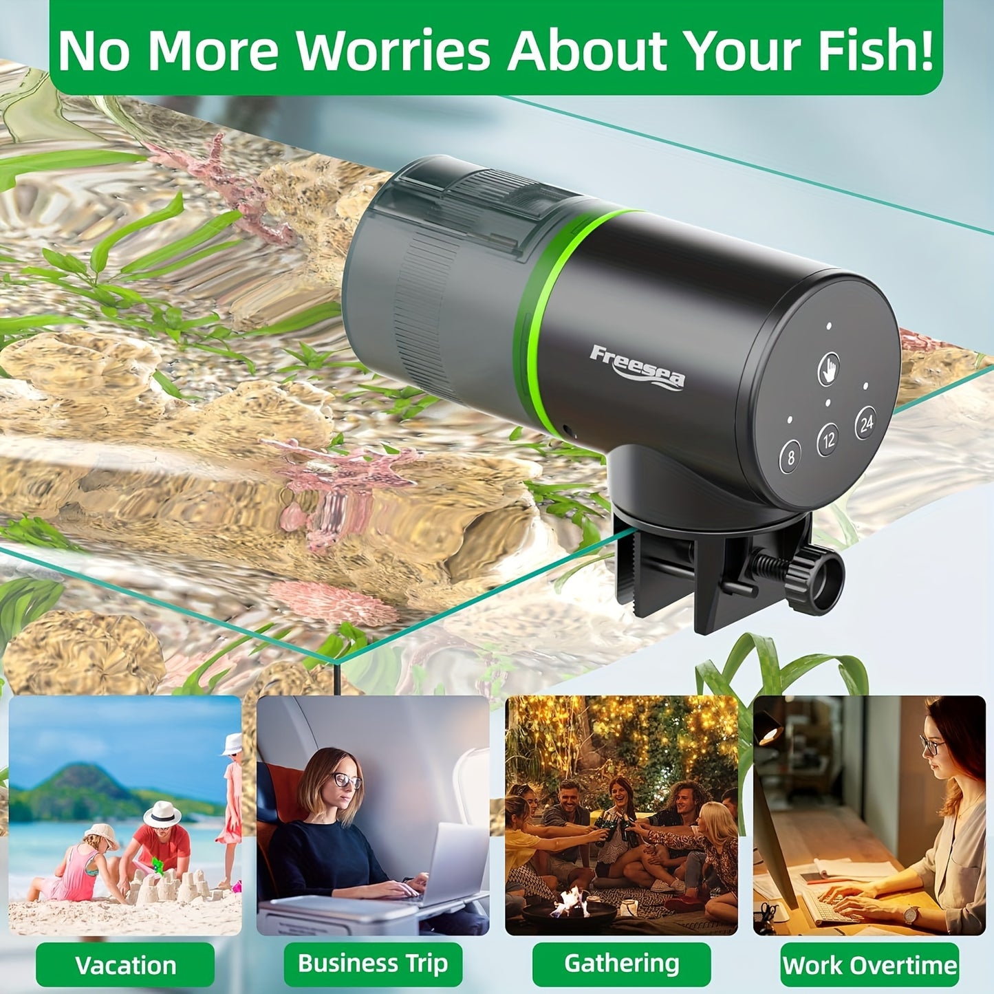 Freesea Automatic Aquarium Fish Feeder – Adjustable Electric Timer for Fish Bowls & Tanks
