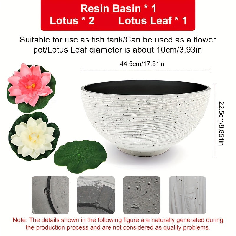 Ancient Bowl-Shaped Mini Desktop Aquarium – Durable Imitation Stone Fish Tank, 1pc