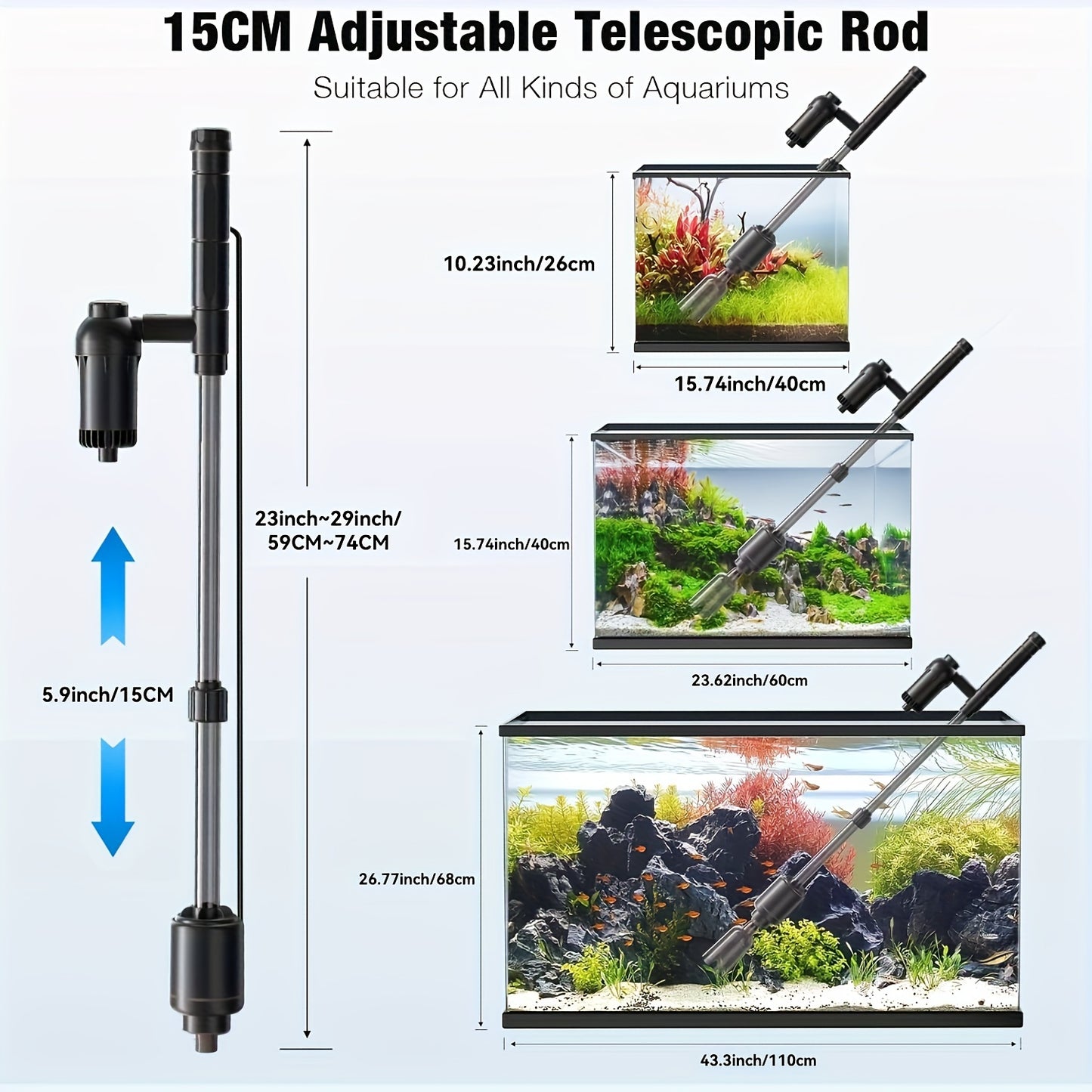 Electric 6-in-1 Aquarium Gravel Cleaner & Vacuum – 18W Multifunctional Fish Tank Tool (Black)