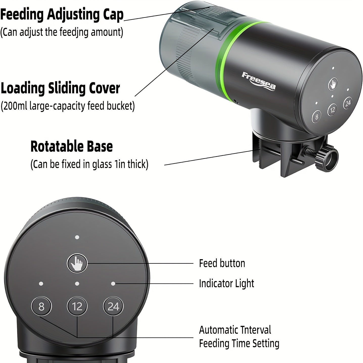 Freesea Automatic Aquarium Fish Feeder – Adjustable Electric Timer for Fish Bowls & Tanks