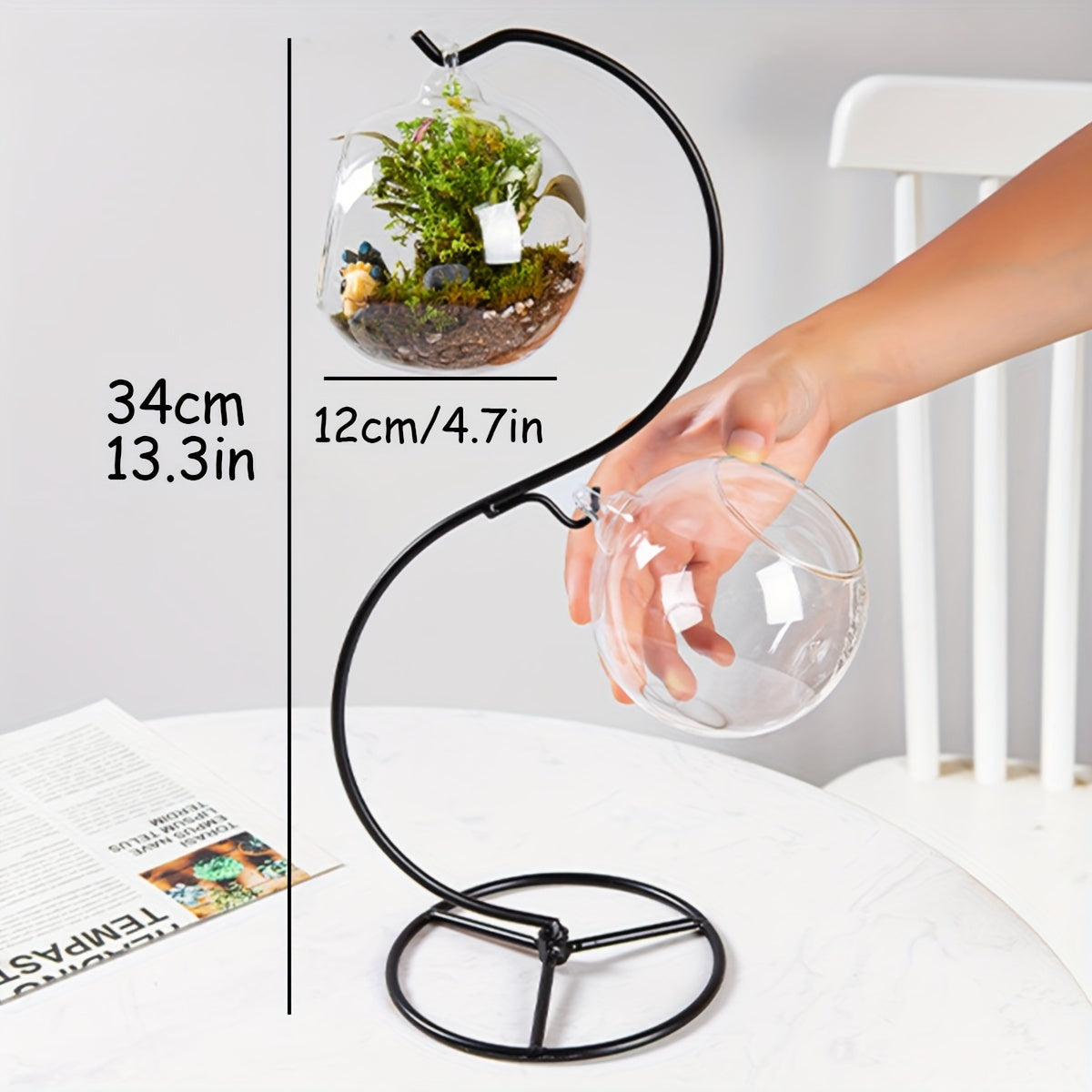 Hanging Fish Tank Set – Mini Tabletop Aquarium with Creative Stand & Two Small Glass Tanks