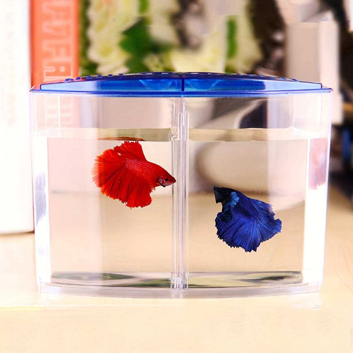 Mini Betta Fish Tank – Small Aquarium Bowl Kit with Divider for Goldfish & Bettas