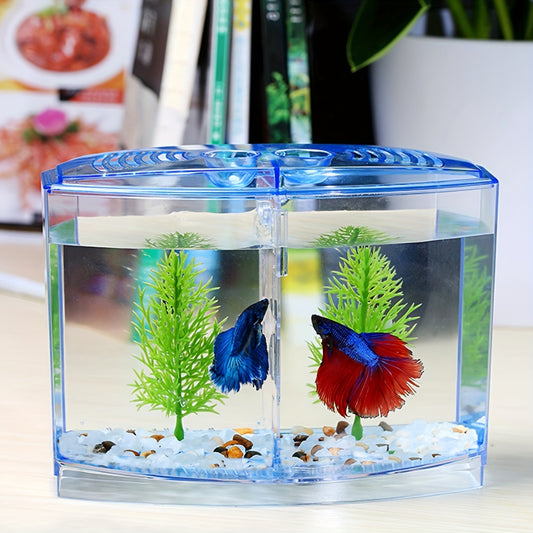 Mini Betta Fish Tank – Small Aquarium Bowl Kit with Divider for Goldfish & Bettas