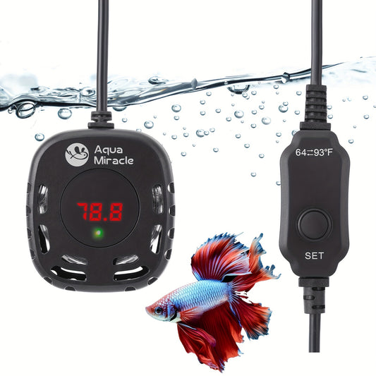 AquaMiracle Mini Adjustable Aquarium Heater – 25/50/100/150W Submersible Fish & Turtle Tank Heater with LED Display