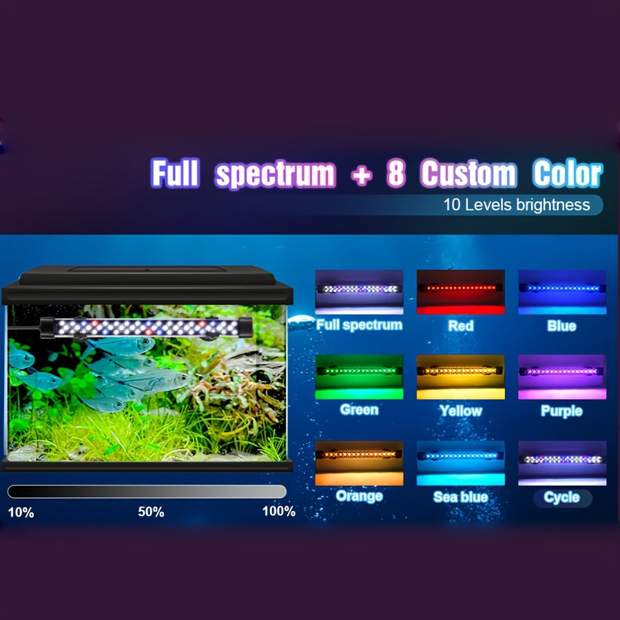 24/7 Cycle Aquarium Light – Full Spectrum & 7 Color Options with Adjustable Brightness & Timer