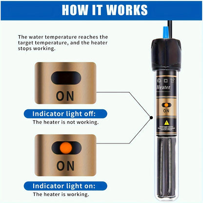 FREESEA Submersible Aquarium Heater – 50/100/300W with Thermometer for Betta & Small Fish Tanks