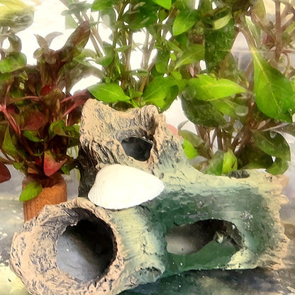 Aquarium Tree Trunk Decoration – Resin Fish Tank Ornament with Hideout Caves, Small