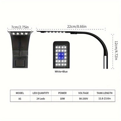 LED Clip-On Aquarium Light – Fish Tank Grow Light for Water Plants