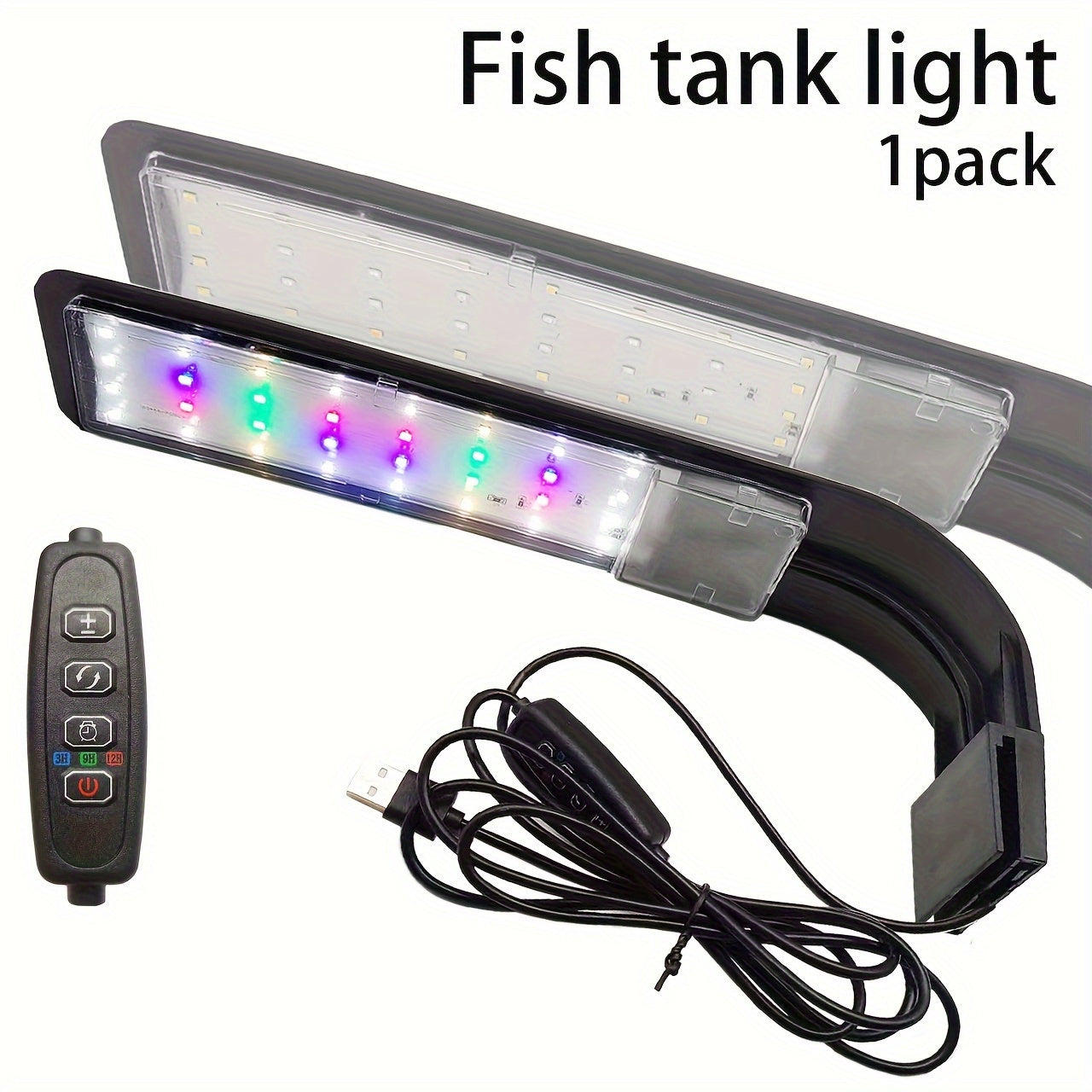 LED Aquarium Light – USB Powered Full Spectrum Fish Tank Lighting with Adjustable Brightness & Timer