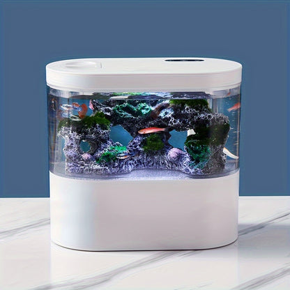 LED Smart Aquarium Kit – USB Rechargeable Fish Tank with Self-Cleaning Technology