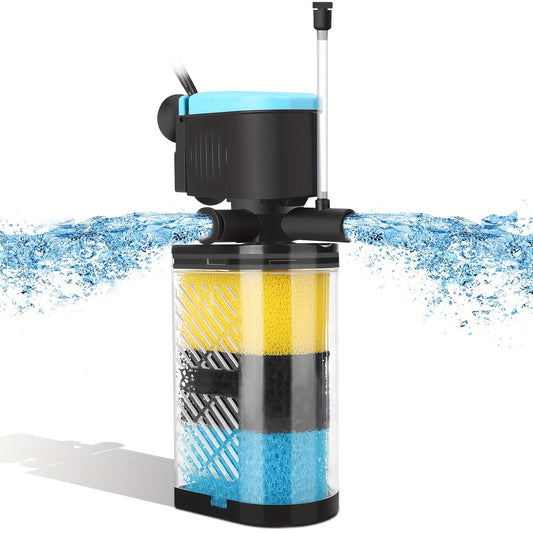 AquaMiracle 3-Stage Internal Aquarium Filter – In-Tank Fish & Turtle Filter for 10–100 Gallon Tanks with Dual Outlet & Aeration