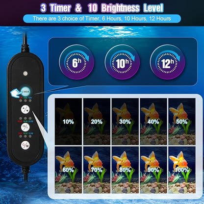24/7 Cycle Aquarium Light – Full Spectrum & 7 Color Options with Adjustable Brightness & Timer
