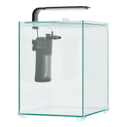 Smart 5-Gallon Square Aquarium – Clear Glass Fish Tank with 3-Color LED & Self-Cleaning