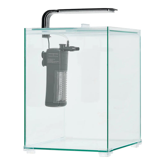 Smart 5-Gallon Square Aquarium – Clear Glass Fish Tank with 3-Color LED & Self-Cleaning