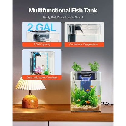 Smart Arch Clear GPPS 3 Color Self-Cleaning Fish Tank 2-Gallon Aquarium Decor
