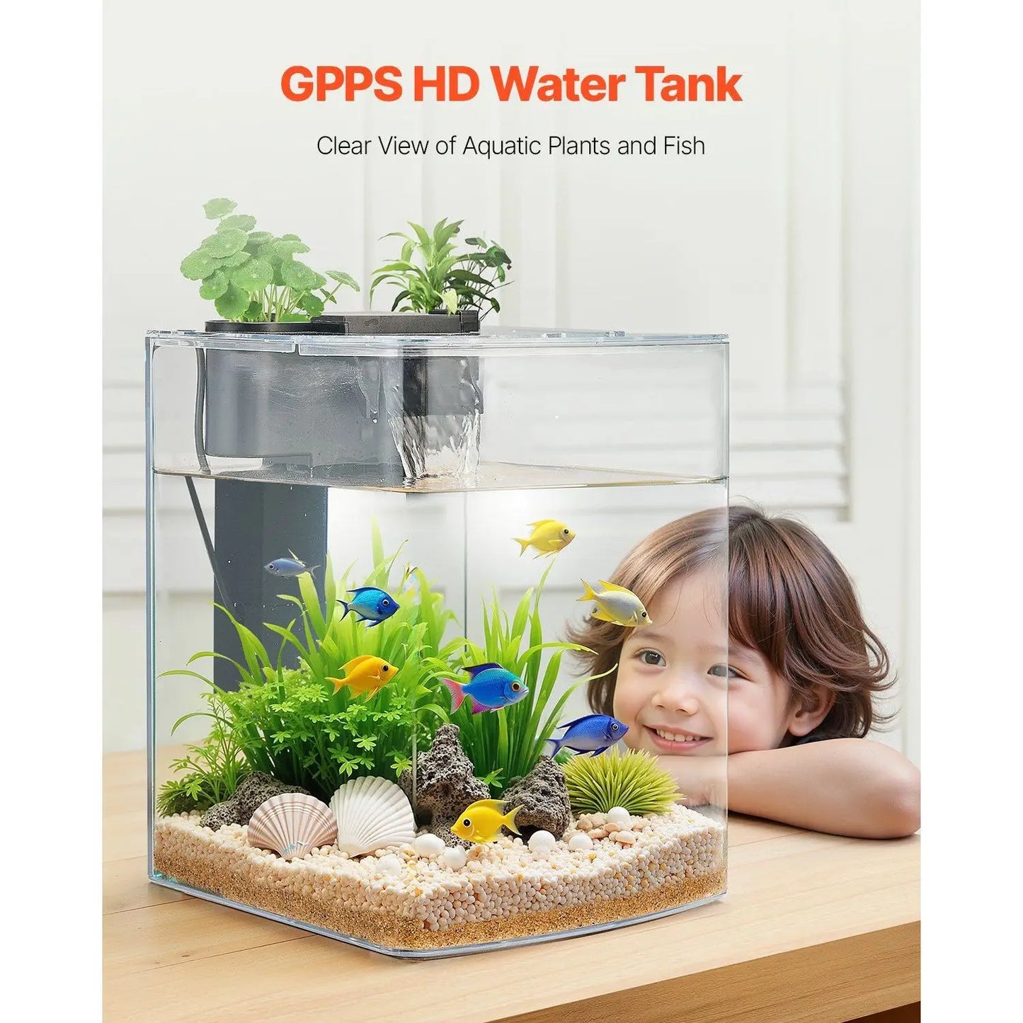 Smart Arch Clear GPPS 3 Color Self-Cleaning Fish Tank 2-Gallon Aquarium Decor