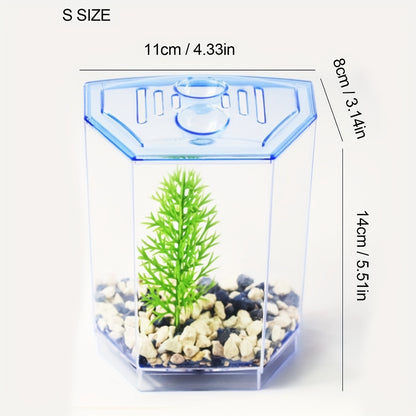 Mini Betta Fish Tank – Small Aquarium Bowl Kit with Divider for Goldfish & Bettas