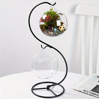 Hanging Fish Tank Set – Mini Tabletop Aquarium with Creative Stand & Two Small Glass Tanks