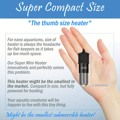 AquaMiracle Mini Aquarium Heater – 10/20/30W Submersible Thermostat with Digital Display for Small Tanks