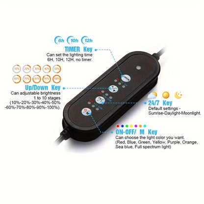 24/7 Cycle Aquarium Light – Full Spectrum & 7 Color Options with Adjustable Brightness & Timer