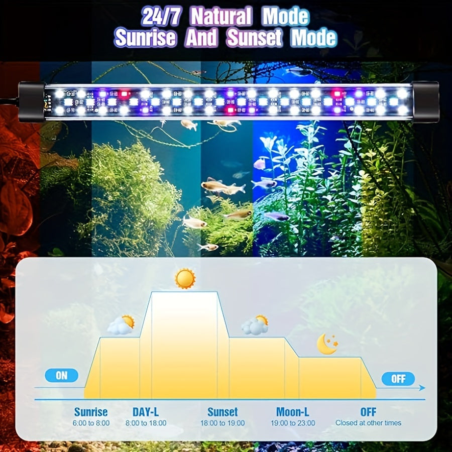 24/7 Cycle Aquarium Light – Full Spectrum & 7 Color Options with Adjustable Brightness & Timer