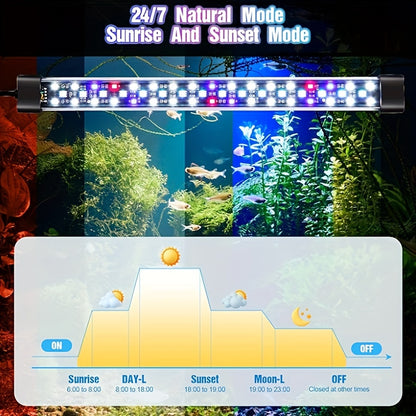 24/7 Cycle Aquarium Light – Full Spectrum & 7 Color Options with Adjustable Brightness & Timer