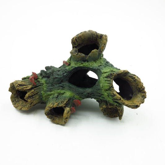 Aquarium Tree Trunk Decoration – Resin Fish Tank Ornament with Hideout Caves, Small
