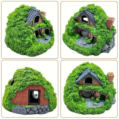 Large Double-Layer Aquarium Cabin – Fish & Reptile Hiding Caves with Water Plants