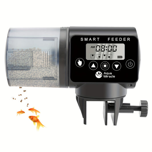 AquaMiracle Adjustable Digital Automatic Fish Feeder – Timer for Granules, Flakes & Pellets