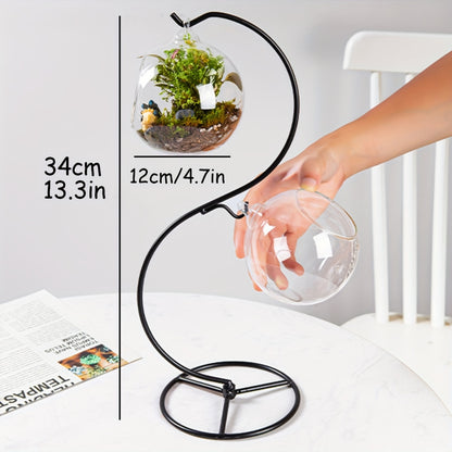 Hanging Fish Tank Set – Mini Tabletop Aquarium with Creative Stand & Two Small Glass Tanks