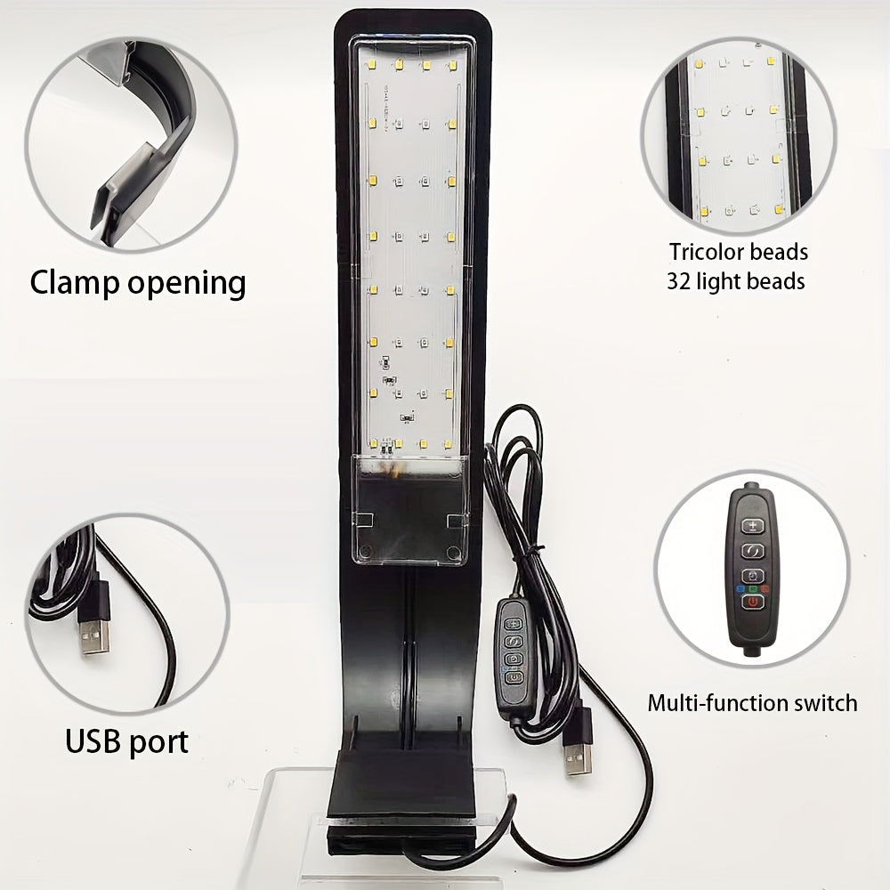 LED Aquarium Light – USB Powered Full Spectrum Fish Tank Lighting with Adjustable Brightness & Timer